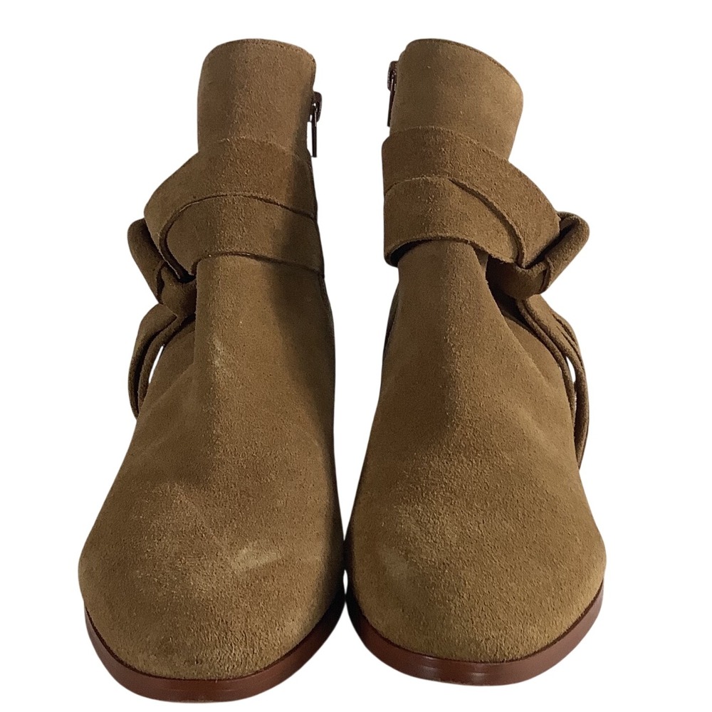 Guess Womens Tan Suede Fringe Wrap Ankle Boots Size 10M Camel Western Booties